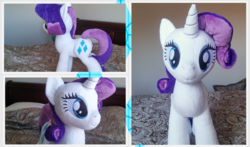 Size: 4509x2660 | Tagged: safe, artist:joltage, rarity, pony, unicorn, g4, irl, life size, photo, plushie, solo