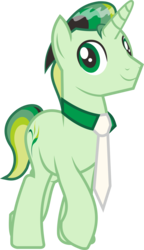 Size: 3748x6493 | Tagged: safe, artist:cakonde, oc, oc only, oc:alpha tea, pony, unicorn, green eyes, handsome, male, necktie, new cutie mark, simple background, smiling, solo, stallion, standing, transparent background, young