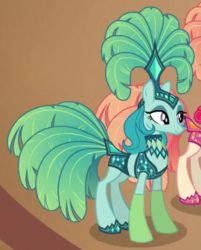 Size: 270x336 | Tagged: safe, screencap, emerald flare, sunset circus, earth pony, pony, g4, viva las pegasus, background pony, burlesque, burlesque dancers, clothes, costume, cropped, female, mare, show mares, showgirl