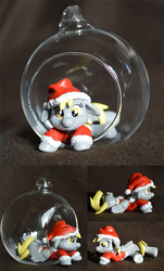 Size: 700x1158 | Tagged: safe, artist:prototypespacemonkey, derpy hooves, g4, christmas, christmas ornament, clothes, costume, decoration, figurine, hat, holiday, miniature, ornament, santa costume, santa hat, sculpture, traditional art