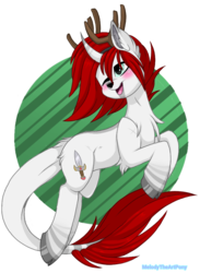Size: 678x926 | Tagged: safe, artist:melodytheartpony, oc, oc only, deer, pony, reindeer, unicorn, antlers, blushing, christmas, commission, cute, headband, holiday, male, open mouth, simple background, solo, transparent background