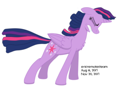 Size: 3510x2550 | Tagged: safe, artist:ericremotesteam, twilight sparkle, alicorn, pony, g4, cel shading, chest fluff, digital art, female, floppy ears, folded wings, gritted teeth, high res, paint tool sai, profile, simple background, solo, standing, straining, transparent background, twilight sparkle (alicorn), windswept mane, wip