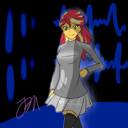 Size: 1500x1500 | Tagged: safe, artist:jaybeaniemags, sunset shimmer, equestria girls, g4, 30 minute art challenge, clothes, female, signature, solo