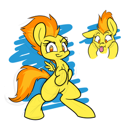 Size: 1000x1000 | Tagged: safe, artist:heir-of-rick, spitfire, pegasus, pony, g4, cute, female, mare, silly, silly pony, tongue out