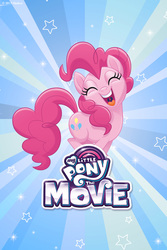 Size: 640x960 | Tagged: safe, pinkie pie, g4, my little pony: the movie, official, eyes closed, female, my little pony logo, phone wallpaper, solo, wallpaper