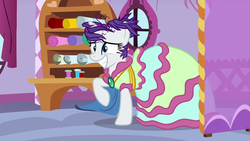 Size: 1280x720 | Tagged: safe, screencap, rarity, pony, unicorn, g4, it isn't the mane thing about you, clothes, combover, dress, female, mare, outfit catalog, solo