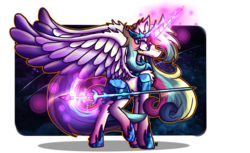 Size: 1580x970 | Tagged: safe, artist:fusiondash, princess cadance, shining armor, alicorn, pony, g4, armor, contest entry, fusion, large wings, levitation, magic, scepter, telekinesis, wings