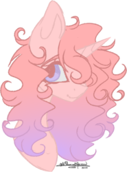 Size: 443x600 | Tagged: safe, artist:ohflaming-rainbow, oc, oc only, oc:pastel pink, pony, unicorn, bust, female, mare, portrait, simple background, solo, transparent background