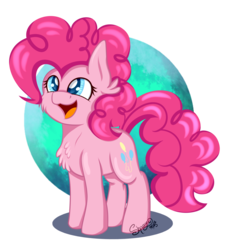 Size: 1324x1408 | Tagged: safe, artist:shamy-crist, pinkie pie, earth pony, pony, g4, chest fluff, chibi, cute, diapinkes, female, happy, mare, simple background, solo, transparent background