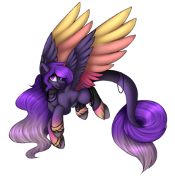 Size: 895x904 | Tagged: safe, artist:umiimou, oc, oc only, oc:night spark, pegasus, pony, colored wings, female, mare, multicolored wings, simple background, solo, transparent background