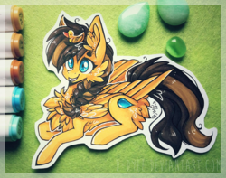 Size: 2570x2024 | Tagged: safe, artist:tay-niko-yanuciq, oc, oc only, oc:nemsee, pegasus, pony, :p, commission, cutout, high res, rubber duck, silly, solo, tongue out, traditional art