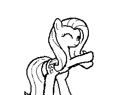 Size: 256x192 | Tagged: safe, artist:astevenamedwolf, fluttershy, pegasus, pony, g4, animated, bipedal, black and white, cute, dancing, eyes closed, female, flipnote, flipnote studio, folded wings, frame by frame, gif, grayscale, hoofy-kicks, monochrome, shyabetes, smiling, solo, wings