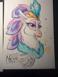 Size: 1280x1707 | Tagged: safe, artist:donika-schovina, queen novo, classical hippogriff, hippogriff, g4, my little pony: the movie, bust, female, solo, traditional art