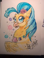 Size: 1280x1707 | Tagged: safe, artist:donika-schovina, princess skystar, classical hippogriff, hippogriff, g4, my little pony: the movie, bust, female, jewelry, necklace, seashell necklace, solo, traditional art