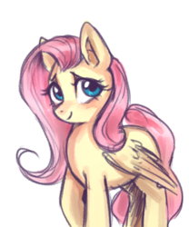 Size: 3250x3907 | Tagged: safe, artist:mrscurlystyles, fluttershy, pegasus, pony, g4, colored sketch, cute, female, high res, mare, shyabetes, simple background, smiling, solo