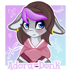 Size: 1000x1000 | Tagged: safe, artist:pastel-pony-princess, oc, oc only, oc:adora donk, blushing, cute, ear piercing, earring, jewelry, piercing, solo