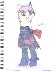 Size: 1619x2081 | Tagged: safe, artist:toonalexsora007, pony, ayane, bipedal, dead or alive, ponified, solo, traditional art