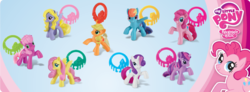 Size: 794x293 | Tagged: safe, applejack, cheerilee, fluttershy, lily blossom, pinkie pie, rainbow dash, rarity, twilight sparkle, g4, official, irl, mane six, mcdonald's happy meal toys, photo, toy