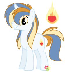 Size: 879x925 | Tagged: safe, artist:missbramblemele, oc, oc only, oc:kindle wish, pony, unicorn, base used, hair over one eye, male, multicolored hair, multicolored mane, multicolored tail, signature, simple background, smiling, solo, stallion, standing, transparent background
