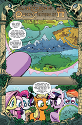 Size: 663x1020 | Tagged: safe, artist:andypriceart, idw, official comic, applejack, fluttershy, pinkie pie, rainbow dash, rarity, twilight sparkle, earth pony, pegasus, pony, unicorn, g4, the return of queen chrysalis, spoiler:comic, advertisement, appaloosan mountains, eyeshadow, female, forest of leota, frown, idw advertisement, levitation, lidded eyes, looking at something, magic, makeup, mane six, map, mare, mountain, mountain range, pointing, raised eyebrow, telekinesis, unicorn twilight