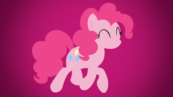 Size: 1366x768 | Tagged: safe, artist:4ourletters, pinkie pie, earth pony, pony, g4, female, pink background, simple background, solo, wallpaper
