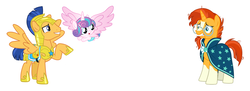 Size: 909x332 | Tagged: safe, flash sentry, princess flurry heart, sunburst, g4, crash, crystal heart trio, cute, equestria's best uncle, flurrybetes, flying, imminent crash, incoming, oh crap, this will end in laughs, this will end in pain, uh oh, uncle flash, uncle sunburst