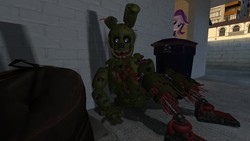 Size: 1366x768 | Tagged: safe, artist:panzerpiel, starlight glimmer, equestria girls, equestria girls specials, g4, 3d, five nights at freddy's, five nights at freddy's 3, freddy fazbear's pizzeria simulator, gmod, springtrap