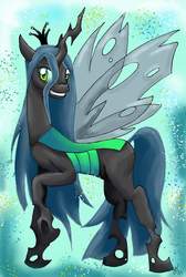 Size: 1366x2032 | Tagged: safe, artist:nerdward, queen chrysalis, changeling, changeling queen, g4, crown, female, jewelry, regalia, smiling, solo