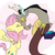 Size: 2000x2000 | Tagged: safe, artist:vinny, discord, fluttershy, g4, 30 minute art challenge, cheek kiss, female, high res, kiss mark, kissing, lipstick, male, ship:discoshy, shipping, straight