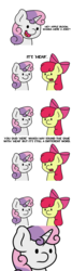 Size: 1280x4800 | Tagged: safe, artist:ljdamz1119, apple bloom, sweetie belle, pony, unicorn, g4, anti-humor, comic, dialogue, duo, female, grammar, grammar error, smiling