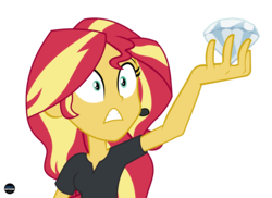Size: 5138x3745 | Tagged: safe, artist:mandash1996, sunset shimmer, equestria girls, g4, my little pony equestria girls: better together, opening night, opening night: sunset shimmer, absurd resolution, clothes, diamond, female, headset, simple background, solo, transparent background, vector