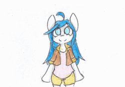 Size: 1075x752 | Tagged: safe, artist:spheedc, oc, oc only, oc:light chaser, earth pony, semi-anthro, animated, clothes, female, frame by frame, gif, mare, simple background, solo, traditional animation, traditional art, white background