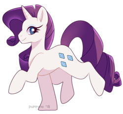 Size: 1300x1200 | Tagged: safe, artist:puppiyo, rarity, pony, unicorn, g4, female, mare, profile, raised hoof, raised leg, simple background, smiling, solo, transparent background