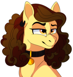 Size: 4625x4874 | Tagged: safe, artist:elskafox, oc, oc only, oc:parfait, pony, absurd resolution, bust, collar, dog tags, ponysona, portrait, solo