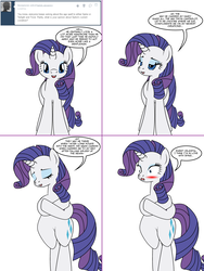 Size: 1204x1604 | Tagged: safe, artist:dekomaru, rarity, pony, tumblr:ask twixie, g4, ask, bipedal, blushing, comic, female, implied shipping, implied sparity, implied straight, misspelling, solo, tumblr