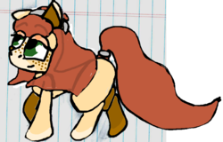 Size: 861x550 | Tagged: safe, artist:puddi, oc, oc only, oc:scarlet symphony, pony, freckles, lined paper, solo