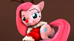 Size: 1920x1080 | Tagged: safe, artist:flushthebatsanta, pinkie pie, g4, 3d, butt, christmas, female, holiday, looking at you, pinkamena diane pie, plot, red nose