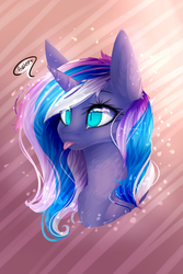 Size: 2000x3000 | Tagged: safe, artist:sofienriquez, oc, oc only, oc:moonlight, alicorn, pony, unicorn, :p, abstract background, bust, cute, female, fluffy, heart, high res, mare, portrait, silly, silly pony, slit pupils, smiling, solo, tongue out