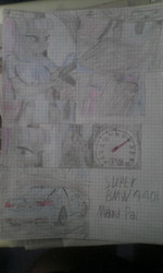 Size: 1344x2240 | Tagged: artist needed, safe, maud pie, earth pony, anthro, g4, bmw, car, feet, graph paper, pedal, smiling, traditional art