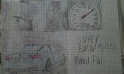 Size: 2240x1344 | Tagged: safe, maud pie, earth pony, anthro, g4, bmw, car, feet, female, graph paper, pedal, smiling, solo, traditional art