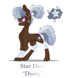 Size: 1600x1793 | Tagged: safe, artist:torusthescribe, oc, oc only, oc:star dust, earth pony, pony, bandage, female, mare, offspring, parent:quibble pants, parent:rainbow dash, parents:quibbledash, solo, tail wrap