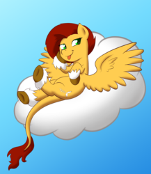 Size: 867x1000 | Tagged: safe, artist:empyu, oc, oc only, oc:white fire, pony, cloud, leonine tail, solo