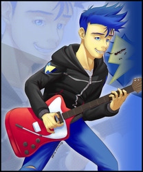 Size: 720x864 | Tagged: safe, artist:tarenest, flash sentry, equestria girls, g4, my little pony equestria girls: better together, clothes, guitar, hoodie, male, pants, solo, zoom layer