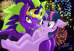 Size: 900x626 | Tagged: safe, artist:jb-pawstep, prince firefly, twilight sparkle, g2, cute, female, firesparkle, g2 to g4, generation leap, male, shipping, straight, twiabetes
