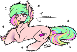 Size: 2976x2029 | Tagged: safe, artist:lrusu, oc, oc only, oc:junkie, pony, drool, high res, solo, tongue out