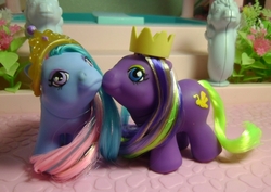 Size: 707x500 | Tagged: safe, artist:sanadaookmai, prince firefly, princess sparkle, pony, g1, g2, baby, baby pony, customized toy, duo, g2 to g1, irl, photo, toy
