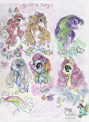Size: 727x1000 | Tagged: safe, artist:sapphire-light, fluttershy, paradise, prince firefly, rainbow dash (g3), starbeam, g1, g2, g3, g3.5, g4, pretty belle, sweetheart sister ponies