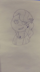 Size: 2340x4160 | Tagged: safe, artist:calibykitty, diamond tiara, human, equestria girls, g4, bust, ear piercing, earring, female, humanized, jewelry, necklace, piercing, sketch, smug, solo, traditional art