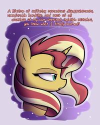 Size: 1200x1500 | Tagged: safe, artist:heir-of-rick, part of a set, sunset shimmer, pony, unicorn, g4, bust, comic, dialogue, female, jewelry, mare, necklace, solo