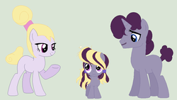 Size: 896x506 | Tagged: safe, artist:deppressedunicorn, hoofer steps, prance (g4), undertone, oc, oc:waltz, g4, green background, offspring, parent:hoofer steps, parent:prance (character), shipping, simple background